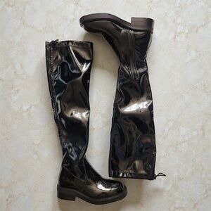 Free People Go Go Gloss Over The Knee Boots Black